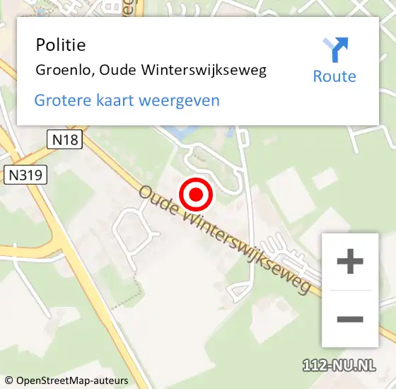 Locatie op kaart van de 112 melding: Politie Groenlo, Oude Winterswijkseweg op 23 november 2021 18:09