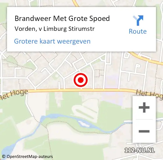 Locatie op kaart van de 112 melding: Brandweer Met Grote Spoed Naar Vorden, v Limburg Stirumstr op 23 november 2021 18:10