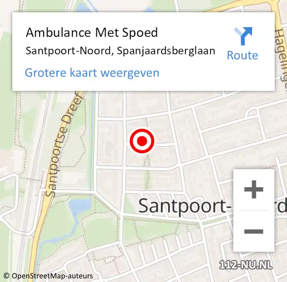 Locatie op kaart van de 112 melding: Ambulance Met Spoed Naar Santpoort-Noord, Spanjaardsberglaan op 23 november 2021 18:20