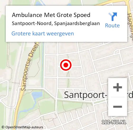Locatie op kaart van de 112 melding: Ambulance Met Grote Spoed Naar Santpoort-Noord, Spanjaardsberglaan op 23 november 2021 18:22