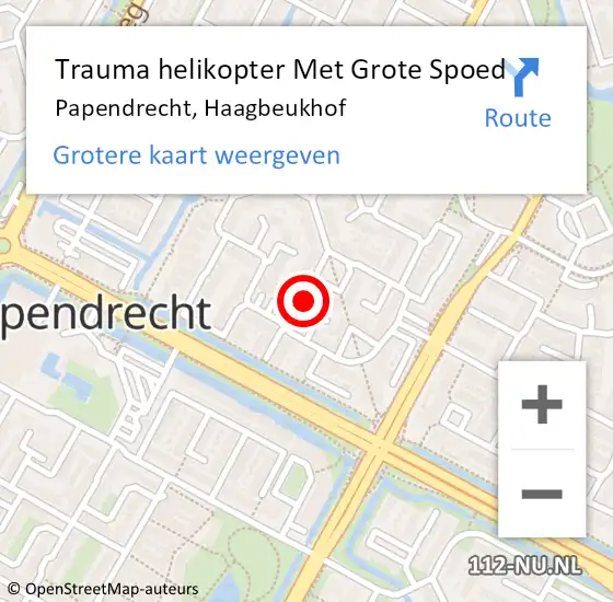 Locatie op kaart van de 112 melding: Trauma helikopter Met Grote Spoed Naar Papendrecht, Haagbeukhof op 23 november 2021 18:28