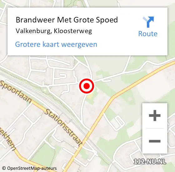 Locatie op kaart van de 112 melding: Brandweer Met Grote Spoed Naar Valkenburg, Kloosterweg op 23 november 2021 18:51