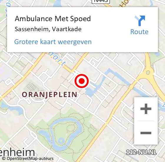 Locatie op kaart van de 112 melding: Ambulance Met Spoed Naar Sassenheim, Vaartkade op 23 november 2021 18:56