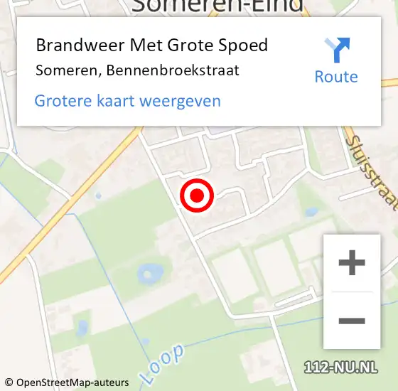 Locatie op kaart van de 112 melding: Brandweer Met Grote Spoed Naar Someren, Bennenbroekstraat op 23 november 2021 19:04