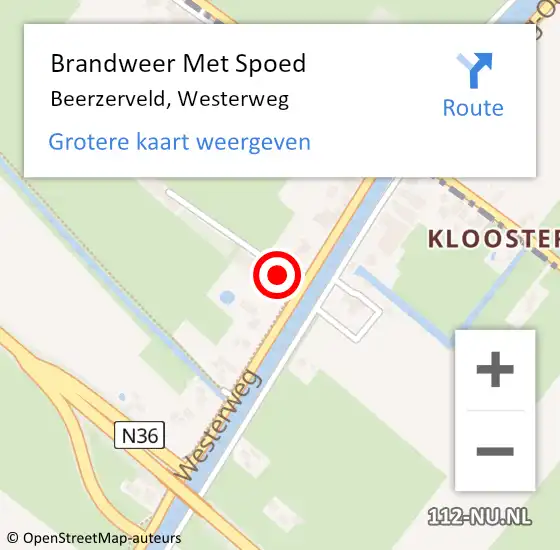 Locatie op kaart van de 112 melding: Brandweer Met Spoed Naar Beerzerveld, Westerweg op 23 november 2021 19:10
