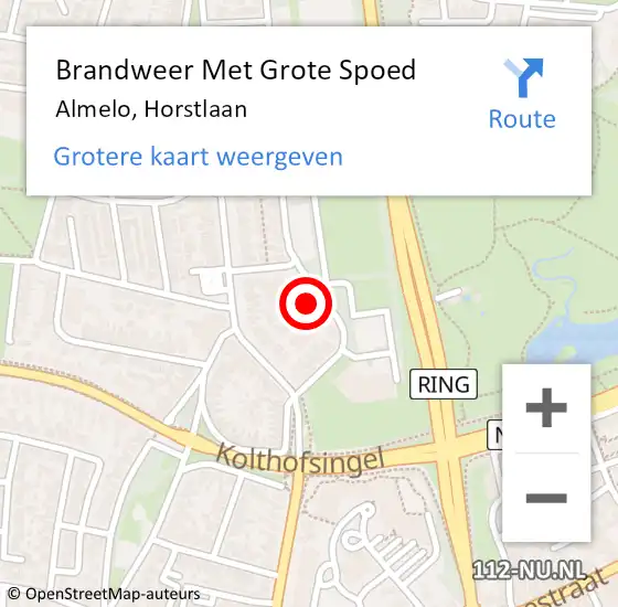 Locatie op kaart van de 112 melding: Brandweer Met Grote Spoed Naar Almelo, Horstlaan op 23 november 2021 19:53