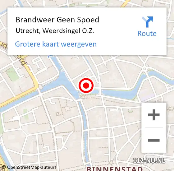 Locatie op kaart van de 112 melding: Brandweer Geen Spoed Naar Utrecht, Weerdsingel O.Z. op 23 november 2021 20:10