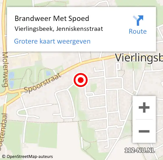 Locatie op kaart van de 112 melding: Brandweer Met Spoed Naar Vierlingsbeek, Jenniskensstraat op 23 november 2021 20:16