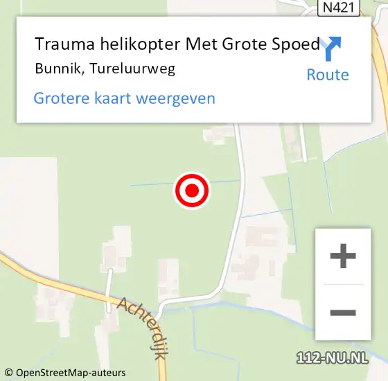Locatie op kaart van de 112 melding: Trauma helikopter Met Grote Spoed Naar Bunnik, Tureluurweg op 23 november 2021 20:26