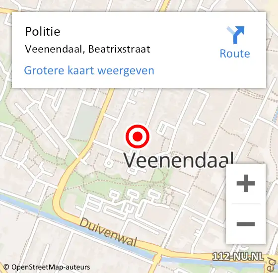 Locatie op kaart van de 112 melding: Politie Veenendaal, Beatrixstraat op 23 november 2021 20:43