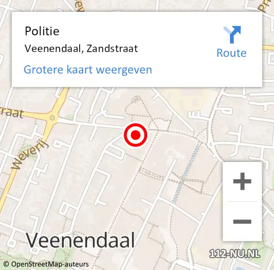 Locatie op kaart van de 112 melding: Politie Veenendaal, Zandstraat op 23 november 2021 20:43