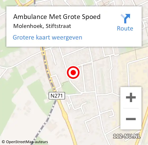 Locatie op kaart van de 112 melding: Ambulance Met Grote Spoed Naar Molenhoek, Stiftstraat op 23 november 2021 21:07