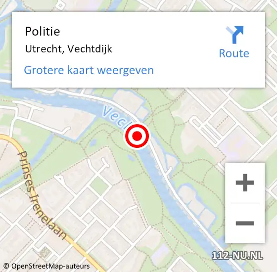 Locatie op kaart van de 112 melding: Politie Utrecht, Vechtdijk op 23 november 2021 21:18