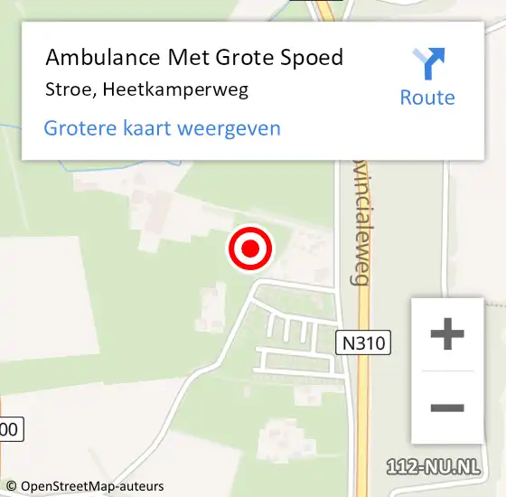 Locatie op kaart van de 112 melding: Ambulance Met Grote Spoed Naar Stroe, Heetkamperweg op 23 november 2021 21:54
