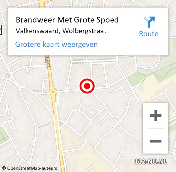 Locatie op kaart van de 112 melding: Brandweer Met Grote Spoed Naar Valkenswaard, Wolbergstraat op 23 november 2021 22:11