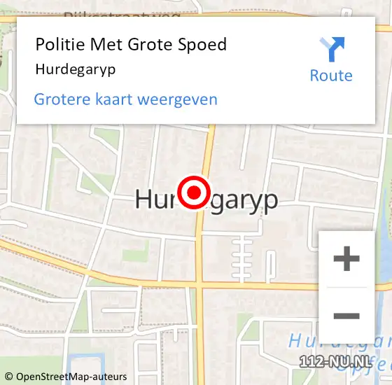 Locatie op kaart van de 112 melding: Politie Met Grote Spoed Naar Hurdegaryp op 23 november 2021 22:24