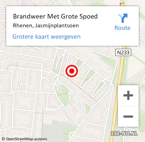 Locatie op kaart van de 112 melding: Brandweer Met Grote Spoed Naar Rhenen, Jasmijnplantsoen op 23 november 2021 23:10