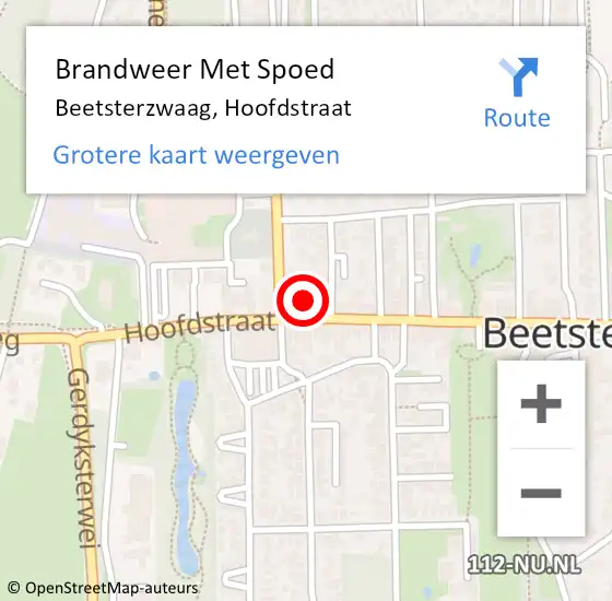 Locatie op kaart van de 112 melding: Brandweer Met Spoed Naar Beetsterzwaag, Hoofdstraat op 23 november 2021 23:12