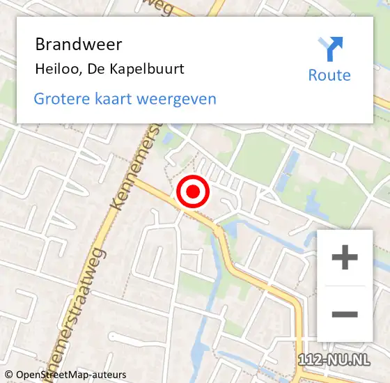 Locatie op kaart van de 112 melding: Brandweer Heiloo, De Kapelbuurt op 24 november 2021 01:04