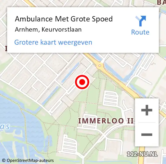 Locatie op kaart van de 112 melding: Ambulance Met Grote Spoed Naar Arnhem, Keurvorstlaan op 24 november 2021 03:28