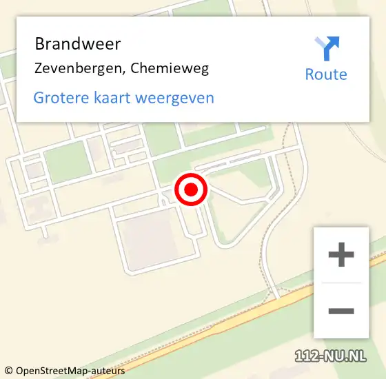 Locatie op kaart van de 112 melding: Brandweer Zevenbergen, Chemieweg op 24 november 2021 05:19