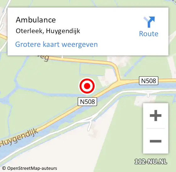 Locatie op kaart van de 112 melding: Ambulance Oterleek, Huygendijk op 24 november 2021 07:53