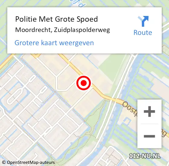 Locatie op kaart van de 112 melding: Politie Met Grote Spoed Naar Moordrecht, Zuidplaspolderweg op 24 november 2021 07:53