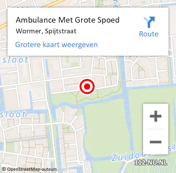 Locatie op kaart van de 112 melding: Ambulance Met Grote Spoed Naar Wormer, Spijtstraat op 24 november 2021 07:54