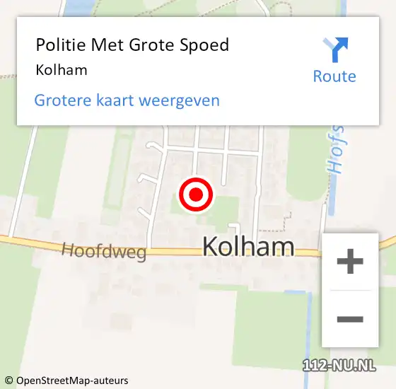 Locatie op kaart van de 112 melding: Politie Met Grote Spoed Naar Kolham op 24 november 2021 08:05