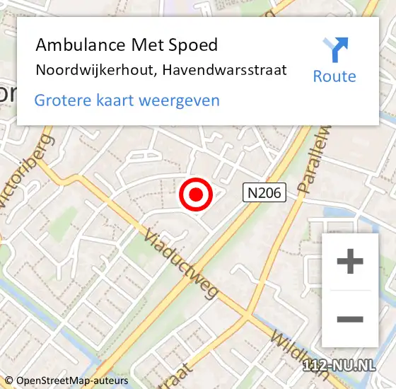 Locatie op kaart van de 112 melding: Ambulance Met Spoed Naar Noordwijkerhout, Havendwarsstraat op 24 november 2021 08:23