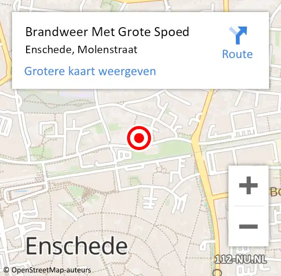 Locatie op kaart van de 112 melding: Brandweer Met Grote Spoed Naar Enschede, Molenstraat op 24 november 2021 08:31