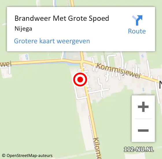 Locatie op kaart van de 112 melding: Brandweer Met Grote Spoed Naar Nijega op 24 november 2021 08:44