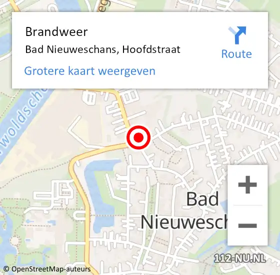 Locatie op kaart van de 112 melding: Brandweer Nieuweschans, Hoofdstraat op 24 november 2021 09:02