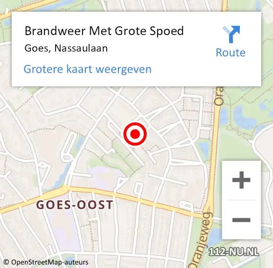 Locatie op kaart van de 112 melding: Brandweer Met Grote Spoed Naar Goes, Nassaulaan op 24 november 2021 09:11