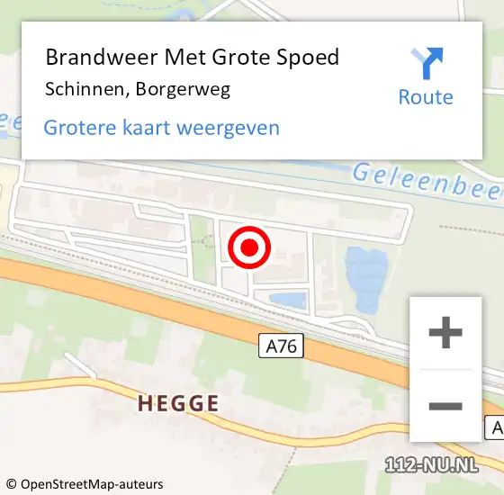 Locatie op kaart van de 112 melding: Brandweer Met Grote Spoed Naar Schinnen, Borgerweg op 24 november 2021 09:38