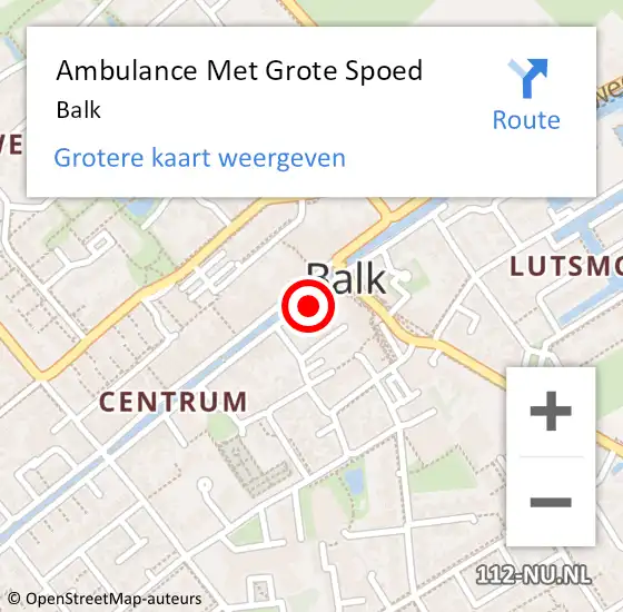 Locatie op kaart van de 112 melding: Ambulance Met Grote Spoed Naar Balk op 24 november 2021 10:02