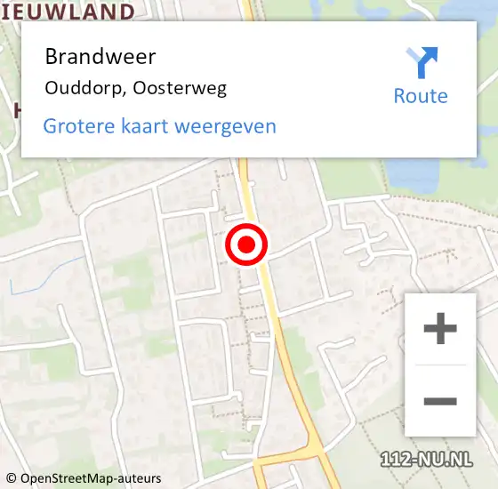 Locatie op kaart van de 112 melding: Brandweer Ouddorp, Oosterweg op 24 november 2021 10:16