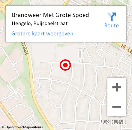 Locatie op kaart van de 112 melding: Brandweer Met Grote Spoed Naar Hengelo, Ruijsdaelstraat op 6 oktober 2013 20:06