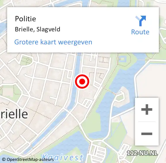 Locatie op kaart van de 112 melding: Politie Brielle, Slagveld op 24 november 2021 10:38