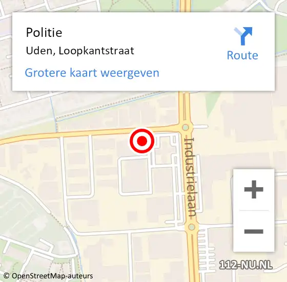 Locatie op kaart van de 112 melding: Politie Uden, Loopkantstraat op 24 november 2021 10:38