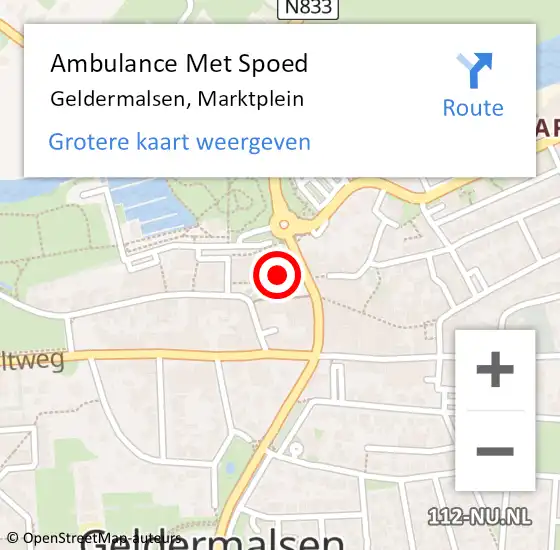 Locatie op kaart van de 112 melding: Ambulance Met Spoed Naar Geldermalsen, Marktplein op 24 november 2021 10:46