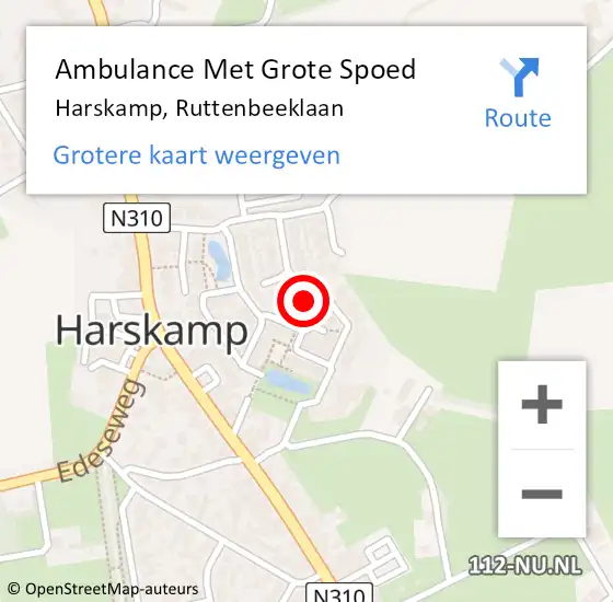 Locatie op kaart van de 112 melding: Ambulance Met Grote Spoed Naar Harskamp, Ruttenbeeklaan op 24 november 2021 10:47