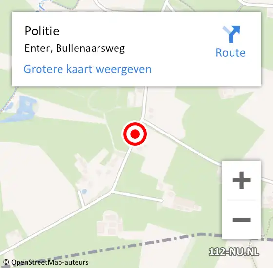 Locatie op kaart van de 112 melding: Politie Enter, Bullenaarsweg op 24 november 2021 10:53