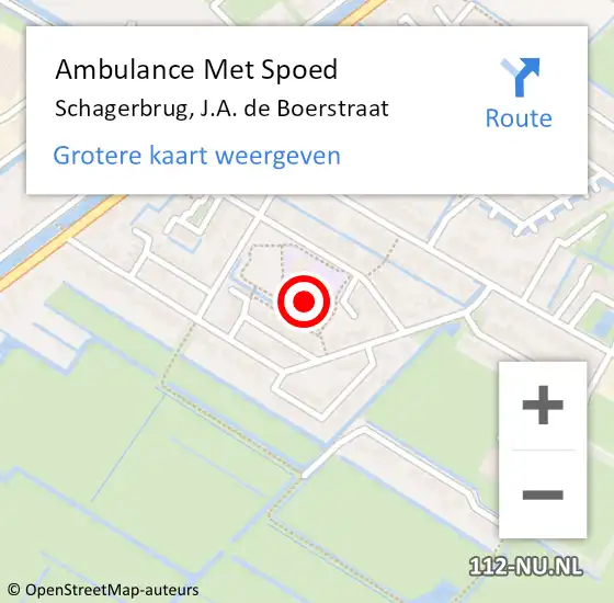 Locatie op kaart van de 112 melding: Ambulance Met Spoed Naar Schagerbrug, J.A. de Boerstraat op 24 november 2021 11:12