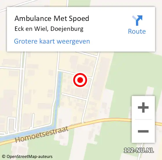 Locatie op kaart van de 112 melding: Ambulance Met Spoed Naar Eck en Wiel, Doejenburg op 24 november 2021 11:34