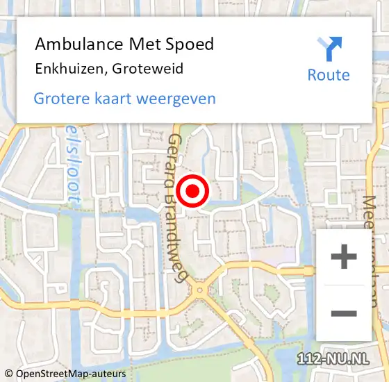 Locatie op kaart van de 112 melding: Ambulance Met Spoed Naar Enkhuizen, Groteweid op 24 november 2021 11:49