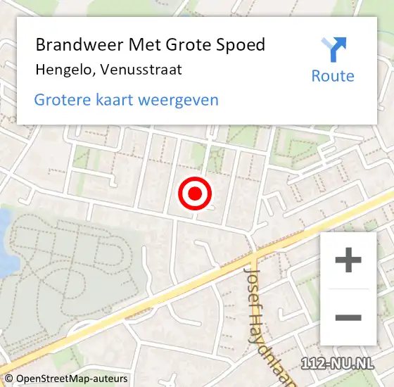 Locatie op kaart van de 112 melding: Brandweer Met Grote Spoed Naar Hengelo, Venusstraat op 24 november 2021 11:59