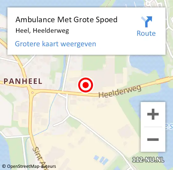 Locatie op kaart van de 112 melding: Ambulance Met Grote Spoed Naar Heel, Heelderweg op 24 november 2021 12:00