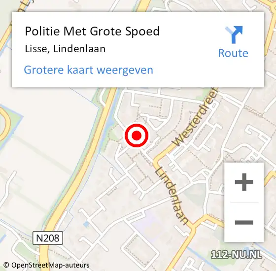 Locatie op kaart van de 112 melding: Politie Met Grote Spoed Naar Lisse, Lindenlaan op 24 november 2021 12:05