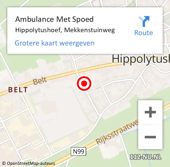 Locatie op kaart van de 112 melding: Ambulance Met Spoed Naar Hippolytushoef, Mekkenstuinweg op 24 november 2021 12:08